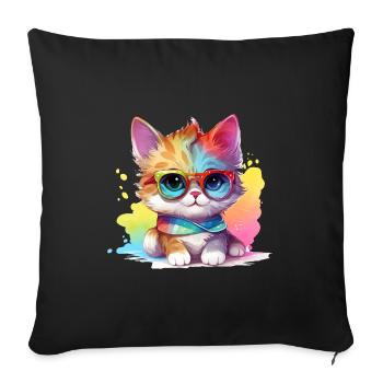 Cute Baby Cat for Kids & Cats Fans Gift - Sofa pillowcase 17,3'' x 17,3'' (45 x 45 cm) - black - Front