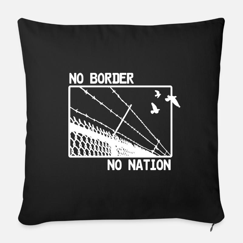 No Border -No Nation - Housse de coussin décorative 45 x 45 cm - noir