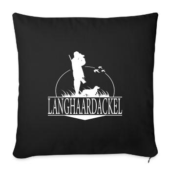 LANGHAARDACKEL Jagdhunde Jäger Jagen Wilsigns - Sofakissenbezug 45 x 45 cm - Schwarz - Vorne