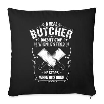 Metzger Fleischer Fleischerei Metzgerei Schlachter - Sofakissenbezug 45 x 45 cm - Schwarz - Vorne