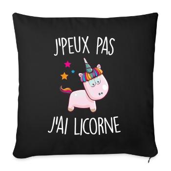 J'peux pas j'ai licorne - Housse de coussin décorative 45 x 45 cm - noir - Devant