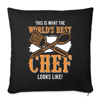 chef cuisinier cuisinier drôle - Housse de coussin décorative 45 x 45 cm - noir - Devant