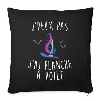 J'peux pas j'ai planche à voile - Housse de coussin décorative 45 x 45 cm - noir - Devant