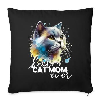 Meilleure Maman De Chat Beste Katzenmama - Housse de coussin décorative 45 x 45 cm - noir - Devant