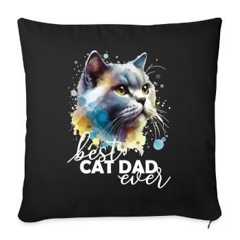 Best Cat Dad Ever - Sofa pillowcase 17,3'' x 17,3'' (45 x 45 cm) - black - Front