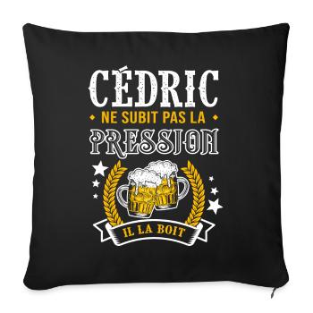 Cédric bière cédric cadeau cedric fêtes - Housse de coussin décorative 45 x 45 cm - noir - Devant