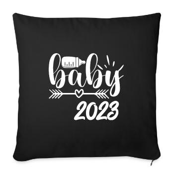 Baby 2023 Pregnancy announce baby birth - Sofa pillowcase 17,3'' x 17,3'' (45 x 45 cm) - black - Front