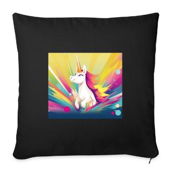Einhorn Regenbogen Fantasy Design Cartoon - Sofakissenbezug 45 x 45 cm - Schwarz - Vorne