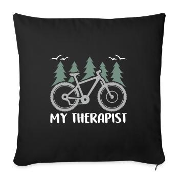 Biking is my therapist, my therapy - Sofa pillowcase 17,3'' x 17,3'' (45 x 45 cm) - black - Front