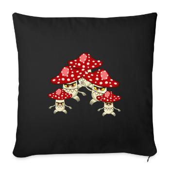 Funny Fly agaric Mushrooms Fan Shirt - Sofa pillowcase 17,3'' x 17,3'' (45 x 45 cm) - black - Front