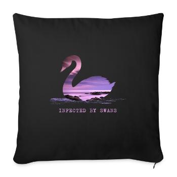 Swan Swans in the Sunset Swan in love at the pond - Sofa pillowcase 17,3'' x 17,3'' (45 x 45 cm) - black - Front