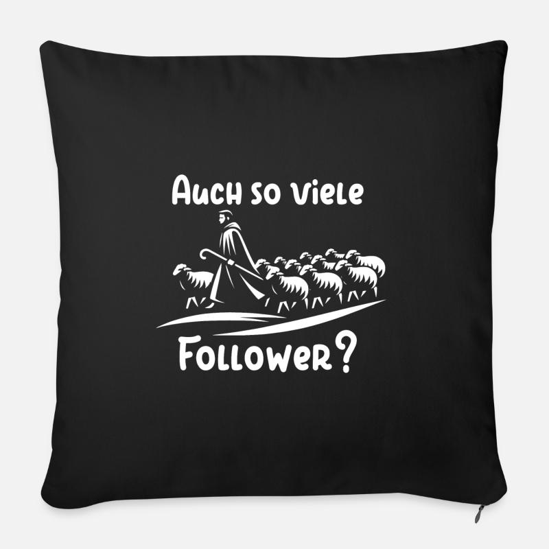 Lustiges Schäfermotiv mit Herde Schäfer und Spruch - Sofakissenbezug 45 x 45 cm - Schwarz