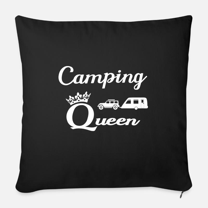 Camping Queen - Housse de coussin décorative 45 x 45 cm - noir