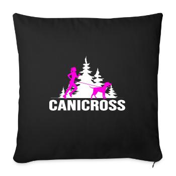 canicross chien chien dresser le sport canin - Housse de coussin décorative 45 x 45 cm - noir - Devant