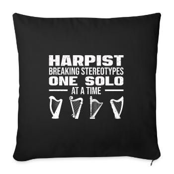 Harfenspieler | Harfe Harfenist Band Geschenkidee - Sofakissenbezug 45 x 45 cm - Schwarz - Vorne