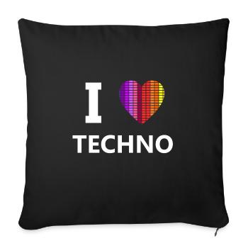 I Love Techno Schranzen Rave - Housse de coussin décorative 45 x 45 cm - noir - Devant