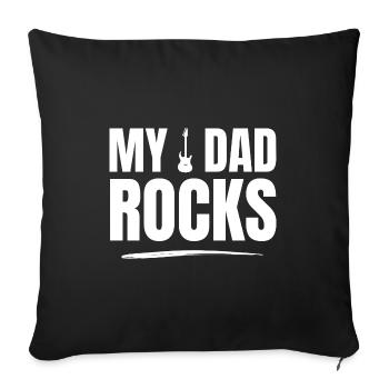 Mon père est rock! Rocker Daddy Cadeau de musique - Housse de coussin décorative 45 x 45 cm - noir - Devant