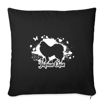 JAPAN CHIN Dogs Dog Wilsigns - Sofa pillowcase 17,3'' x 17,3'' (45 x 45 cm) - black - Front