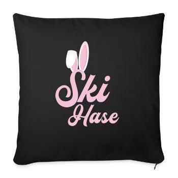 Skihase - Sofakissenbezug 45 x 45 cm - Schwarz - Vorne