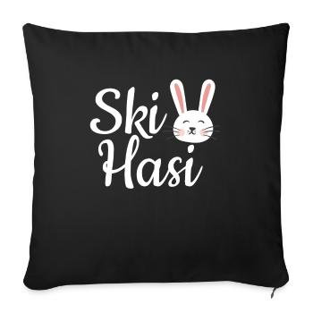 Ski holiday Skihase Skihasi Skiing hare - Sofa pillowcase 17,3'' x 17,3'' (45 x 45 cm) - black - Front
