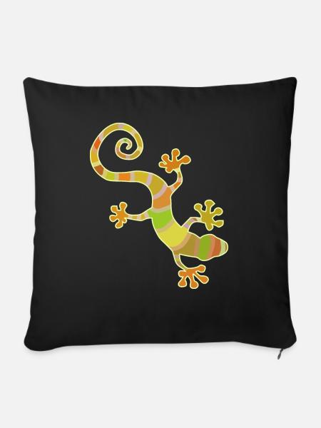 farbiger Gecko - Sofakissenbezug 45 x 45 cm - Schwarz