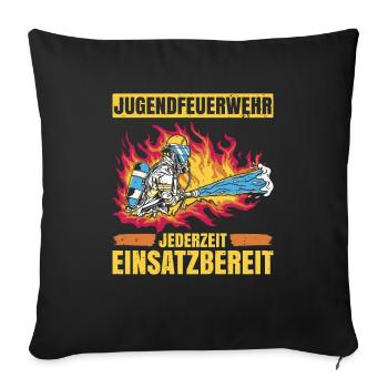 Jugendfeuerwehr Jederzeit Einsatzbereit Jugendfeue - Sofakissenbezug 45 x 45 cm - Schwarz - Vorne