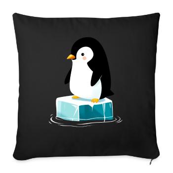 Petit pingouin sur bloc de glace - Housse de coussin décorative 45 x 45 cm - noir - Devant