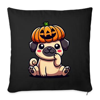 Halloween Pumpkin Cute Pug Cartoon Dog October - Sofa pillowcase 17,3'' x 17,3'' (45 x 45 cm) - black - Front