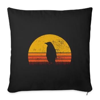 Penguin Penguins Animal Ice Bird Retro Gift - Sofa pillowcase 17,3'' x 17,3'' (45 x 45 cm) - black - Front