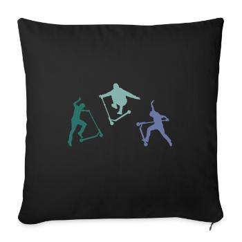 scooter roller e-scooter stuntscooter skatepark - Sofa pillowcase 17,3'' x 17,3'' (45 x 45 cm) - black - Front