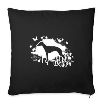 WHIPPET Chiens Mama chien lévrier Wilsigns - Housse de coussin décorative 45 x 45 cm - noir - Devant