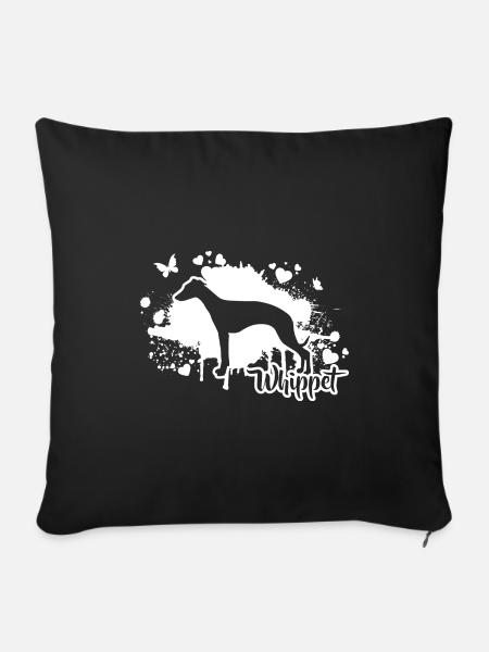 WHIPPET Hunde Mama Hund Windhund Wilsigns - Sofakissenbezug 45 x 45 cm - Schwarz