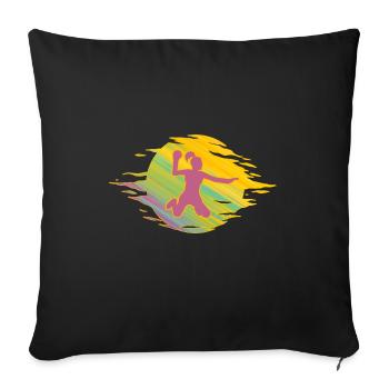 Handball Handballspielerin Sprungwurf handballgirl - Sofakissenbezug 45 x 45 cm - Schwarz - Vorne