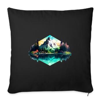 Beautiful landscape with mountains, gift hiking - Sofa pillowcase 17,3'' x 17,3'' (45 x 45 cm) - black - Front
