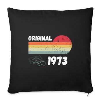 Cassette rétro originale de 1973 50e anniversaire - Housse de coussin décorative 45 x 45 cm - noir - Devant