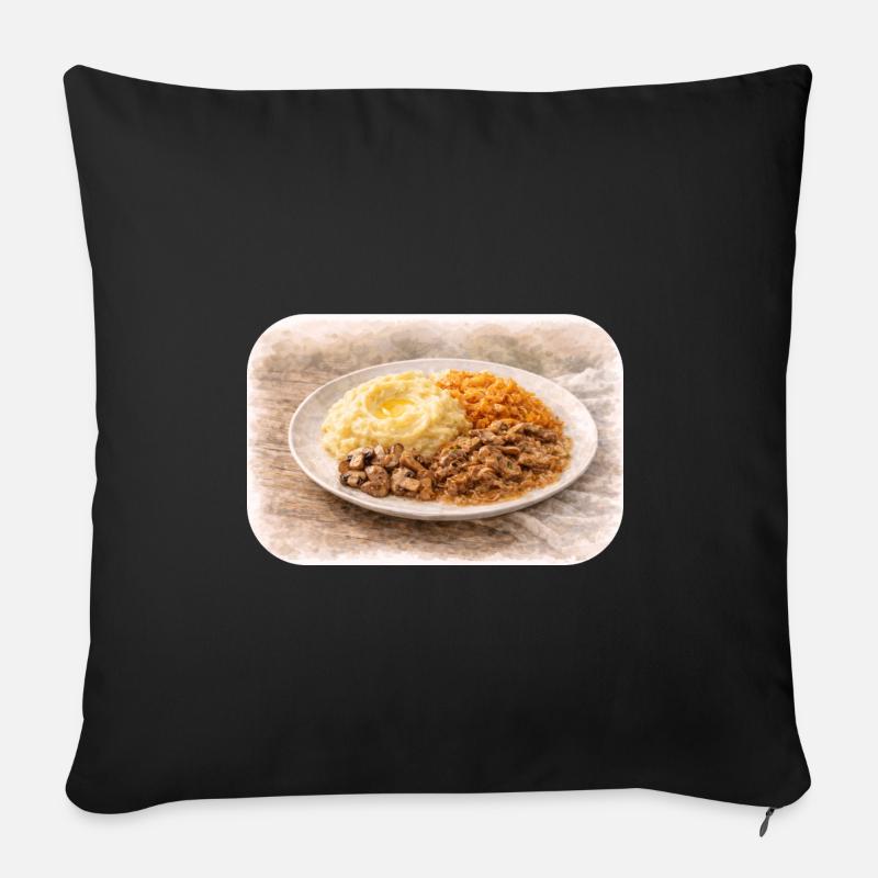Herzhafte Teller-Idylle  - Sofakissenbezug 45 x 45 cm - Schwarz