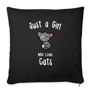 Cat design for Girls - Sofa pillowcase 17,3'' x 17,3'' (45 x 45 cm) - black - Front