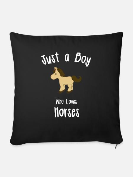 Pferdedesign für Jungen - Sofakissenbezug 45 x 45 cm - Schwarz