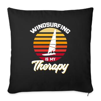 Surfer Windsurfer Windsurfen ist meine Therapie - Sofakissenbezug 45 x 45 cm - Schwarz - Vorne