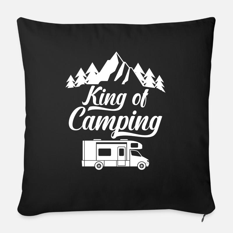 Camping, Campen, Geschenk, Camping - Sofakissenbezug 45 x 45 cm - Schwarz