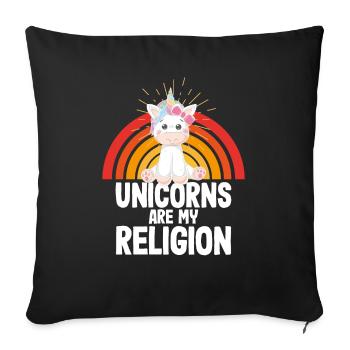 Licornes Licornes - Les licornes sont ma religion - Housse de coussin décorative 45 x 45 cm - noir - Devant