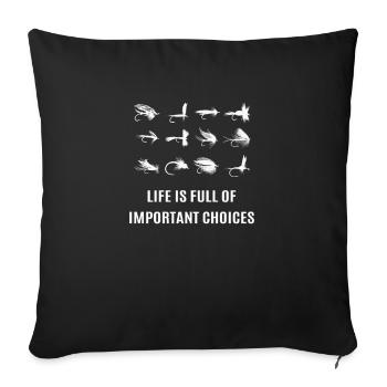 Conception de pêche à la mouche - Housse de coussin décorative 45 x 45 cm - noir - Devant