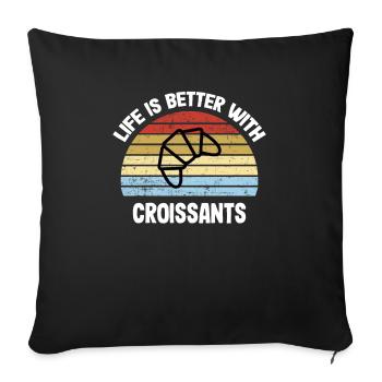 Rétro Croissant design - Housse de coussin décorative 45 x 45 cm - noir - Devant