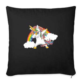 dabbing unicorn unicorn rainbow - Sofa pillowcase 17,3'' x 17,3'' (45 x 45 cm) - black - Front