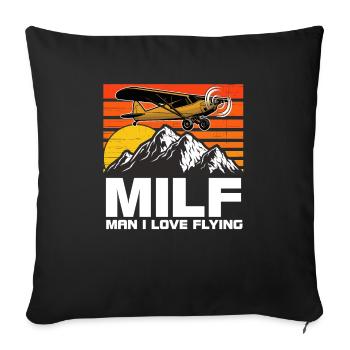 Pilot Airplane Flying - Sofa pillowcase 17,3'' x 17,3'' (45 x 45 cm) - black - Front