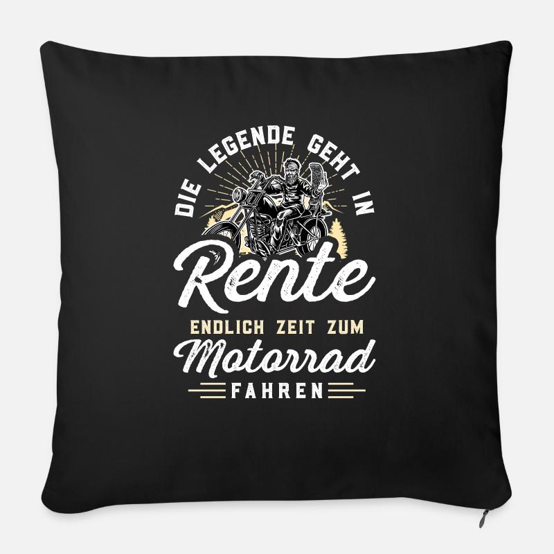 Rente Rentner Motorrad Motorradfahrer Biker - Sofakissenbezug 45 x 45 cm - Schwarz