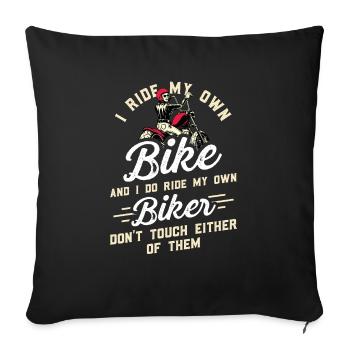 Gift ideas Motorcyclist Motorcyclist - Sofa pillowcase 17,3'' x 17,3'' (45 x 45 cm) - black - Front