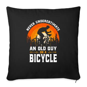 Cyclist Bicycle Old Man Pensioner - Sofa pillowcase 17,3'' x 17,3'' (45 x 45 cm) - black - Front
