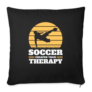 Funny football cheaper than therapy - Sofa pillowcase 17,3'' x 17,3'' (45 x 45 cm) - black - Front