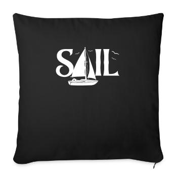 Capitaine de conception de marin de voile, skipper de voile - Housse de coussin décorative 45 x 45 cm - noir - Devant